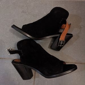 Frye Suede Open Toed Heels